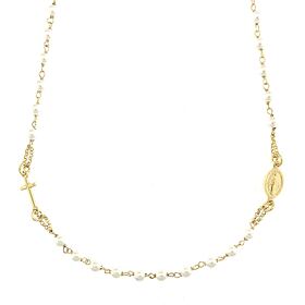 Strieborný ruženec náhrdelník s perlami